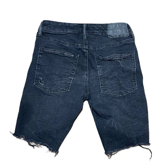 American Eagle Woman’s Black Mid-Thigh Distressed Jean Shorts Size 28 - Picture 6 of 6